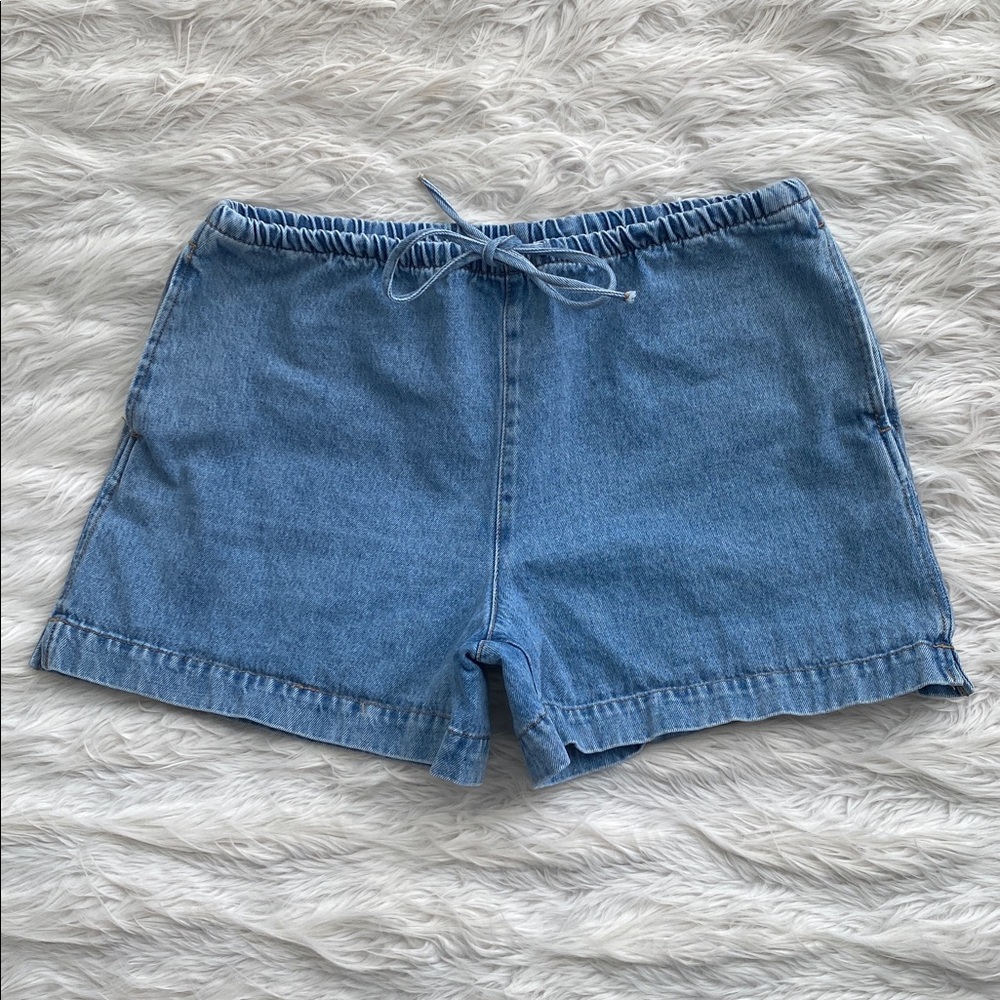 H&M | Light Blue Denim Drawstring Shorts - Picture 2 of 11